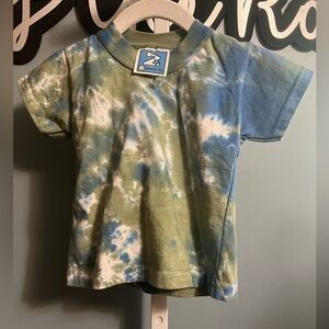 Zinnias Blue and Green Tie-Dye Kids Short Sleeve T-shirt NWOT 3-6 months